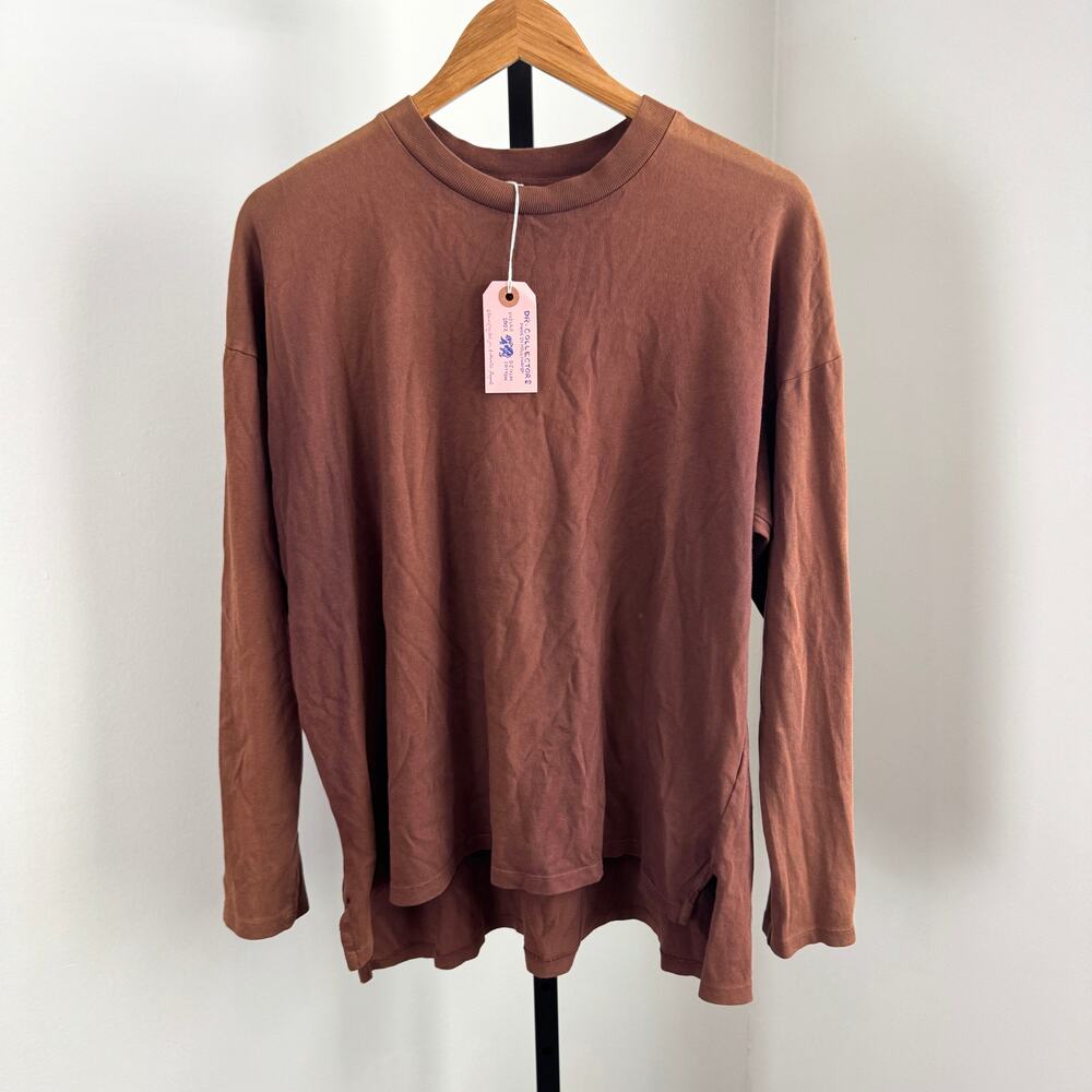 Dr. Collector's Brown Basic T Shirt Small NEW Long Sleeve Sunfaded Cotton Tee